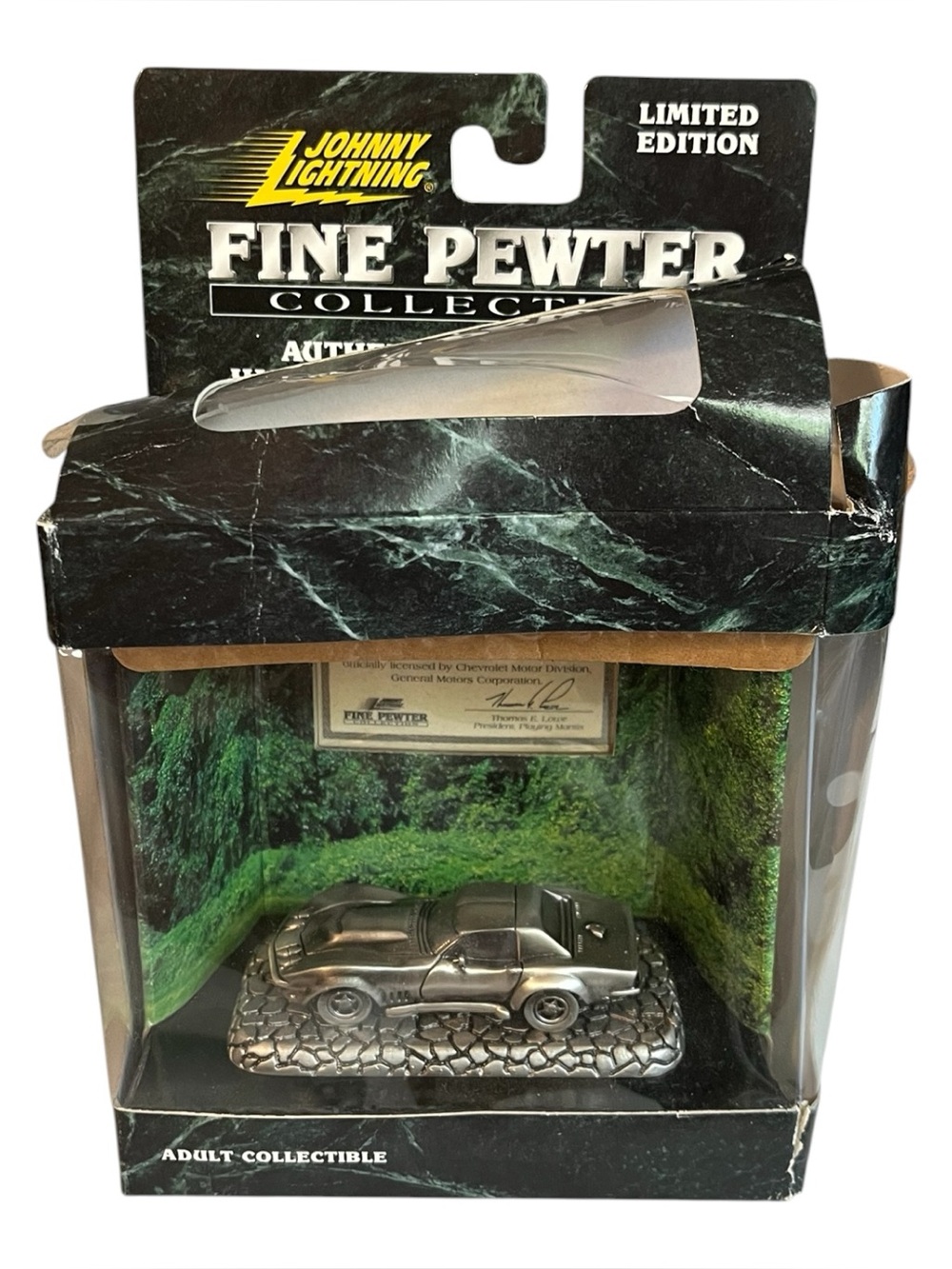 Johnny Lightning Fine Pewter Collectible Sports Car - Pewter Corvette Lemans